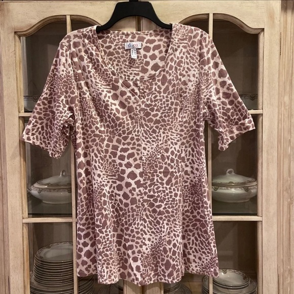Denim Co Giraffe Print Tunic Top Size M 